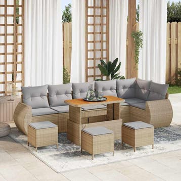vidaXL Tuinbank Set 10 st 10-Aantal zitplaatsen Beige en, Tuin en Terras, Verzenden, Nieuw
