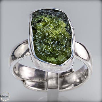 Adembenemende Moldaviet-ring van 925 zilver – Een stuk