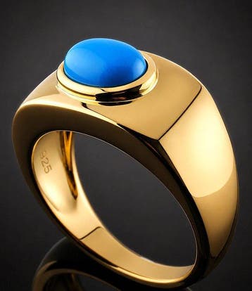 Bague Turquoise - Argent sterling 925 - Signet imposant -