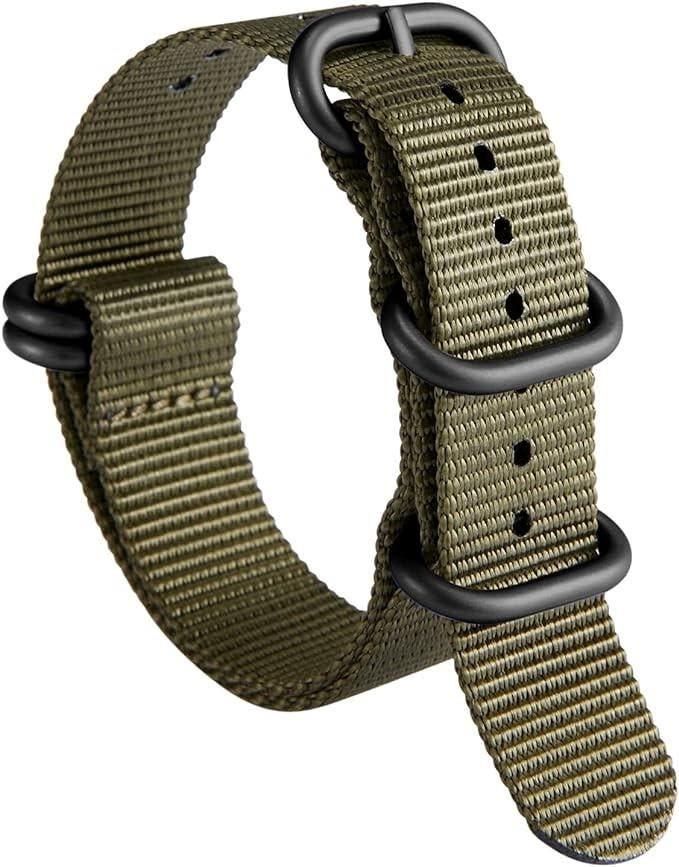 DrPhone Nylon Flex Strap - Nylon Horlogeband - 18mm - Zwarte, Handtassen en Accessoires, Smartwatches, Nieuw, Verzenden