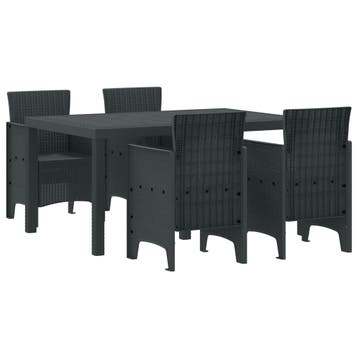 vidaXL Tuin Eettafel Set 5 st Antraciet Polt riet, Verzenden, Nieuw
