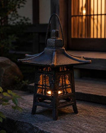 Lantaarn - Japanse gietijzeren pagodelantaarn - IJzer