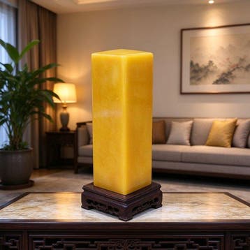 Huanglong Jade Kubus - Hoogte: 18 cm - Breedte: 6 cm- 1750 g, Verzamelen
