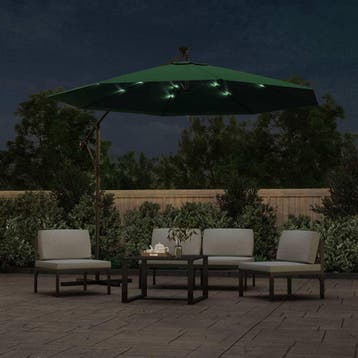 vidaXL Zweefparasol met LED-verlichting en metalen paal 300, Verzenden, Nieuw
