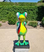 Beeldje - Drip art Frog - Optical fibre, marble, Antiek en Kunst