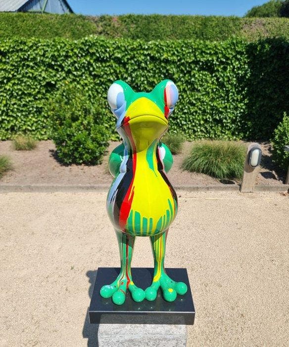 Beeldje - Drip art Frog - Optical fibre, marble, Antiek en Kunst, Kunst | Designobjecten