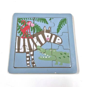 HEMA houten legpuzzel jungle met aap, zebra en krokodil, Verzenden, Nieuw