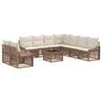 vidaXL Tuinbank Set 10 pcs Beige poly rattan, Verzenden, Nieuw