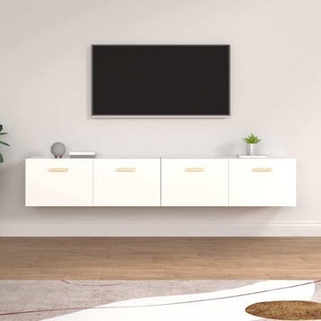 vidaXL Wandkasten 2 st 100x36,5x35 cm bewerkt hout wit, Verzenden
