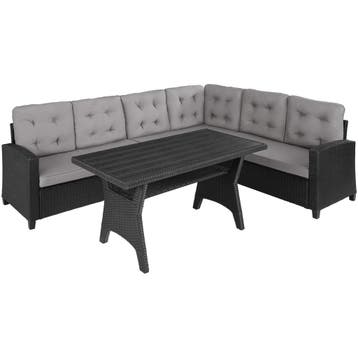 tectake Wicker loungeset Catania - zwart, Tuin en Terras, Verzenden, Nieuw