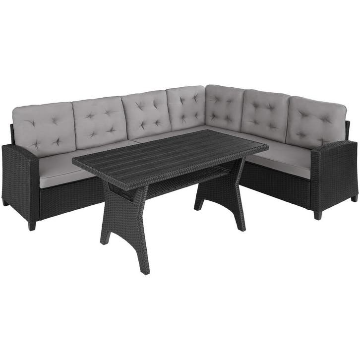 tectake Wicker loungeset Catania - zwart, Tuin en Terras, Tuinsets en Loungesets, Verzenden