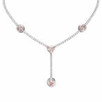 Halsketting - 18 karaat Witgoud - 10.67ct. tw. Roze Diamant, Nieuw