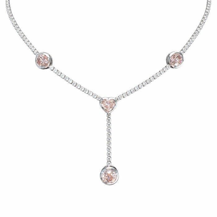 Halsketting - 18 karaat Witgoud - 10.67ct. tw. Roze Diamant, Handtassen en Accessoires, Kettingen