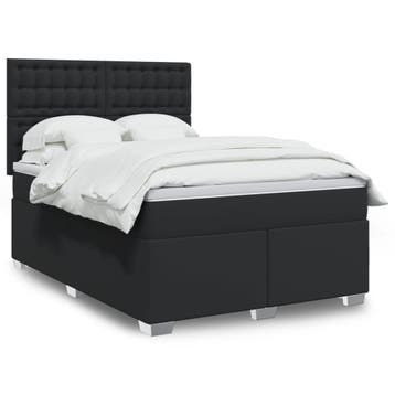 vidaXL Boxspring met matras kunstleer zwart 140x200 cm, Verzenden, Nieuw