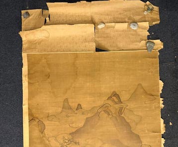 Groot antiek Aziatisch zijde-handscroll schilderij –
