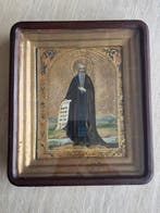 Icoon - Sint Makarius - Hout, Glas - met kiot