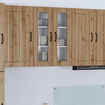 vidaXL Wandglas Kasten LUCCA Artisanaal eiken 60 x 31 x 80, Verzenden