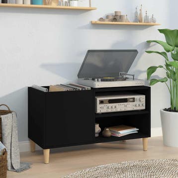 vidaXL Platenkast 84,5x38x48 cm bewerkt hout zwart, Verzenden