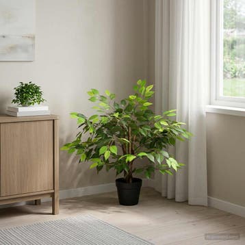vidaXL Kunst Ficusplant Groen 73 x 16 x 60 cm Stof en Hout, Maison & Meubles, Verzenden