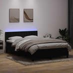 vidaXL Boxspring met matras en LED fluweel zwart 160x210 cm, Verzenden, Nieuw