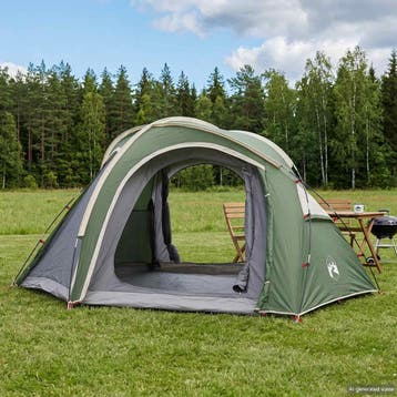 vidaXL Trekkingtent met regenkap, waterbestendig 3-persoons, Caravanes & Camping, Verzenden