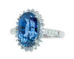 Ring - 14 karaat Witgoud, Intens/levendig blauw (Ceylon) -, Nieuw