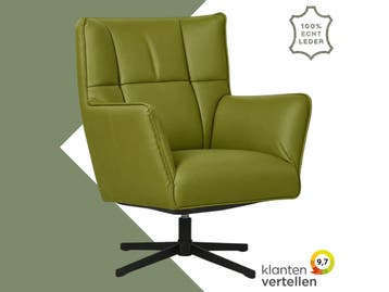 Leren draaifauteuil Lovely - Toledo Apple Green (groen), Ophalen of Verzenden
