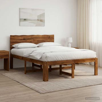 vidaXL Tweepersoonsbed met hoofdbord ROSTOCK Naturel 120 x, Huis en Inrichting, Slaapkamer | Bedden, Verzenden, Nieuw