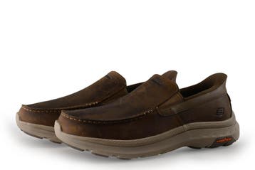 Skechers Instappers in maat 43 Bruin, Kleding | Heren, Schoenen, Bruin, Verzenden, Overige typen, Zo goed als nieuw