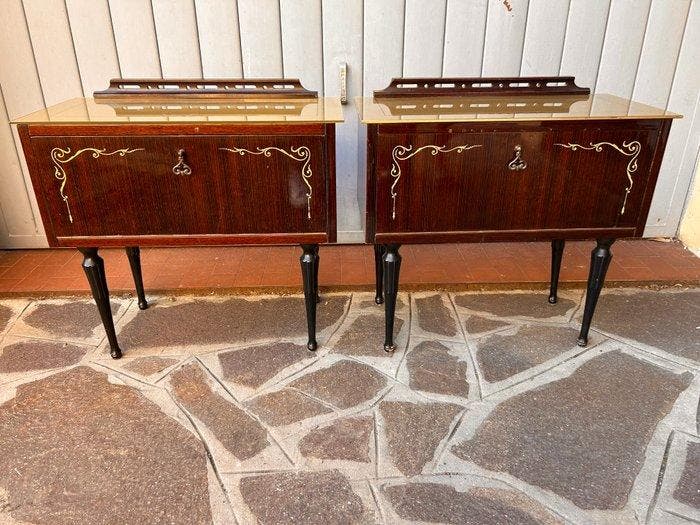 Nachtkastje (2) - Hout, Glas, Antiquités & Art, Curiosités & Brocante