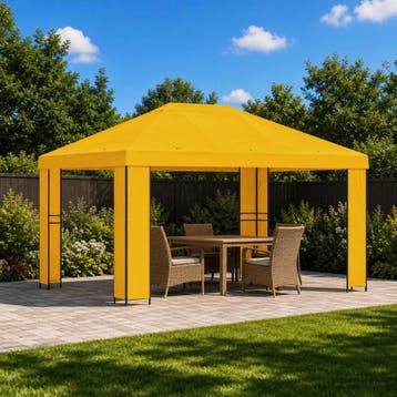 vidaXL Prieel 4 × 3 m Geel Polyester en Staal 190 gsm, Tuin en Terras, Partytenten, Verzenden, Nieuw