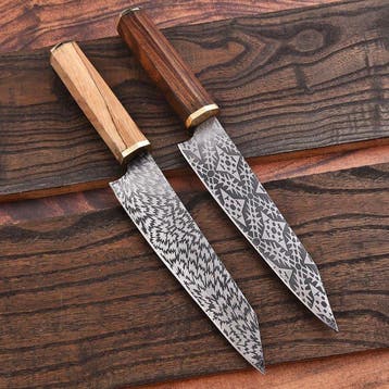 Keukenmes - Chefs knife - Hoogwaardig staal, hout en, Antiek en Kunst
