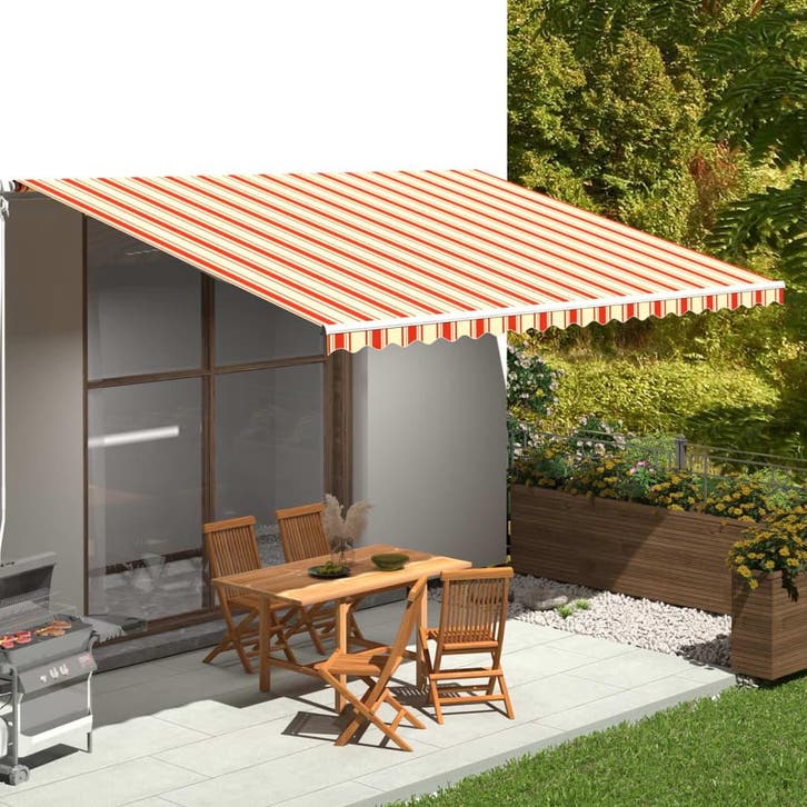 vidaXL Vervangingsdoek voor luifel 5x3,5 m polyester geel en, Tuin en Terras, Zonneschermen, Nieuw, Verzenden