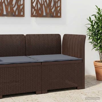 vidaXL Eén-zits Tuin Sofa met Kussen Rieten Look PP Bruin, Verzenden, Nieuw