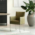 Set van 10 Leren eetkamerstoelen More - Vintage Olive, Huis en Inrichting, Stoelen, Ophalen of Verzenden, Nieuw, Leer