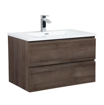 Badkamermeubel Set Angela 80cm Bruin Eiken Badmeubel, Verzenden