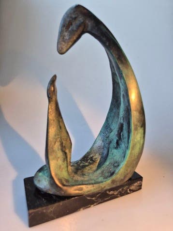 sculptuur, Verbondenheid - 23.5 cm - Brons, Marmer, Antiek en Kunst