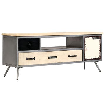 vidaXL Tv-meubel 120x30x45 cm massief mangohout en staal, Huis en Inrichting, Kasten |Televisiemeubels, Verzenden, Nieuw