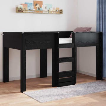 vidaXL Stapeld bed voor kids Zwart Eiken 80 x 200 cm Bewerkt, Verzenden, Nieuw