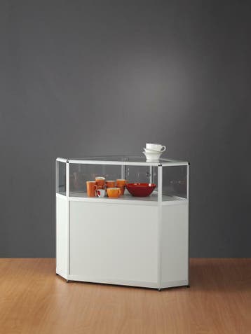*TIP*  Luxe vitrinekast aluminium 108,4 cm met hoeken, Ophalen of Verzenden
