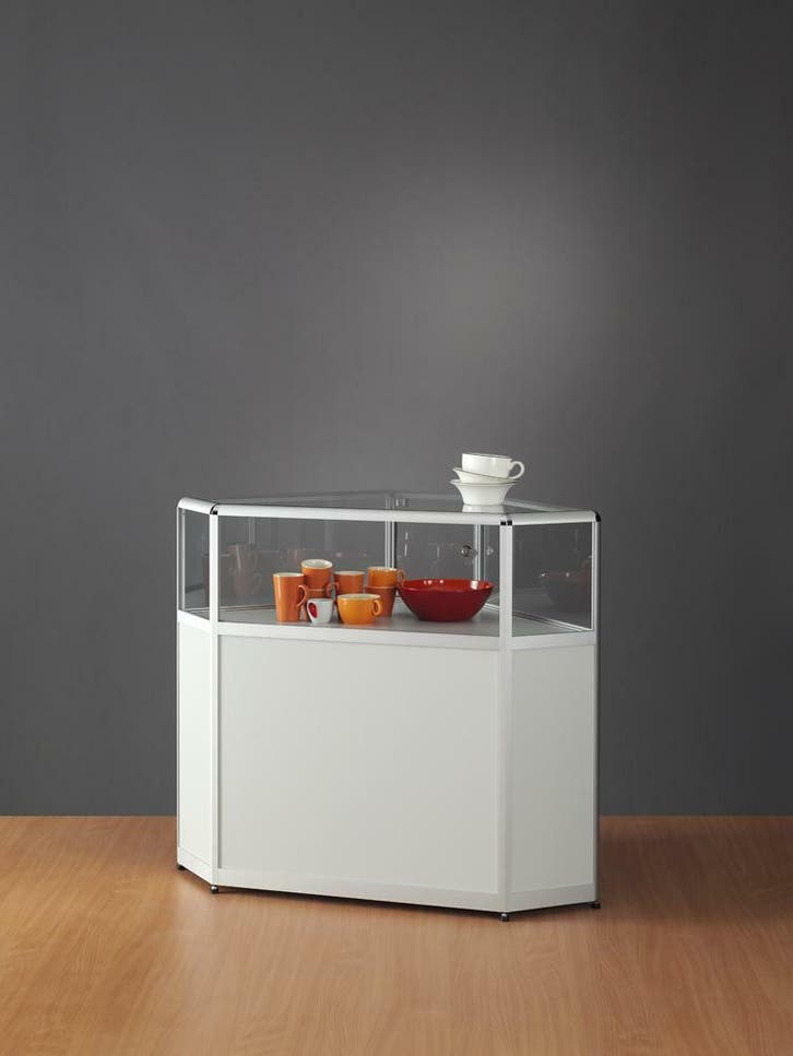 *TIP*  Luxe vitrinekast aluminium 108,4 cm met hoeken, Articles professionnels, Aménagement de Bureau & Magasin | Commerce & Inventaire