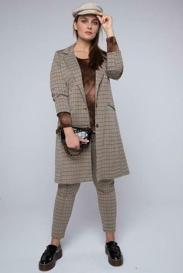 Blazer Leann ruitjes Ophilia maat 48/50, Vêtements | Femmes, Vestes & Costumes, Verzenden