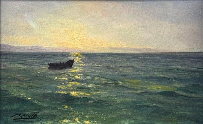 Marcel Noth (1909-1990) - Coppia di marine, allalba e al, Antiquités & Art, Art | Peinture | Classique
