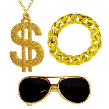 Rapper Accessoireset Goud 3 delig, Verzenden, Nieuw