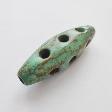 Chinois ancien turquoise Talisman rare en perle oblongue de