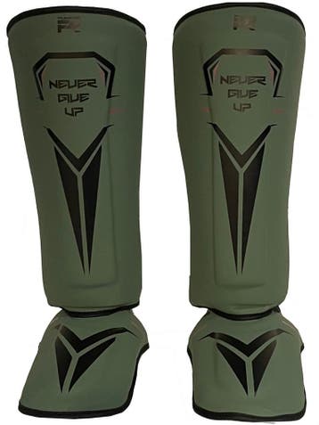 PunchR™ Never Give Up Kickboks Scheenbeschermers Groen Zwart, Verzenden, Nieuw, Overige