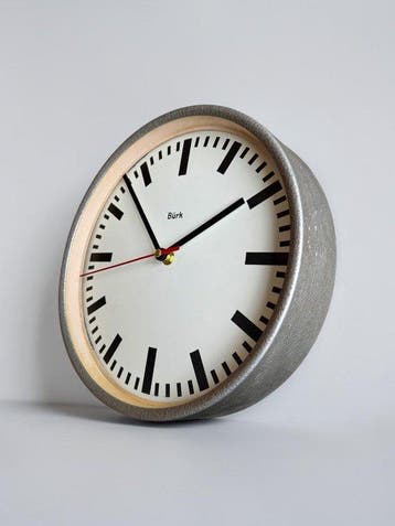 Wandklok - Bürk - Large Bauhaus-Style - Industrial Staal -