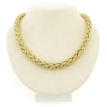Bicolor gouden vossenstaart schakelcollier (Ketting), Ophalen of Verzenden, Gebruikt, Goud, Goud