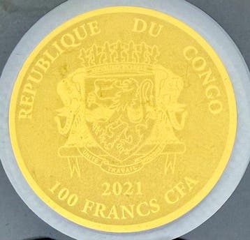 Congo. 100 Francs Golden Fleece , oro 1/200 Oz (.999) (Sans, Postzegels en Munten