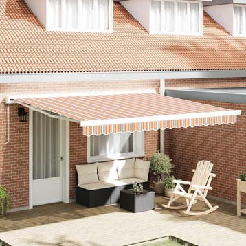 vidaXL Uitschuifbare luifel Meerkleurig 400 × 300 cm Stof en, Verzenden, Nieuw